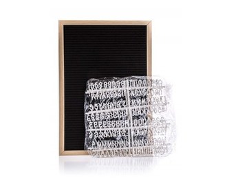 HOME DECOR Tabule fleece s písmeny 33 x 48 cm, černá, rám dekor dřevo