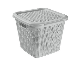 BRILANZ Box ratanový s víkem 15 l, 30 x 30 x 27,5 cm, šedý