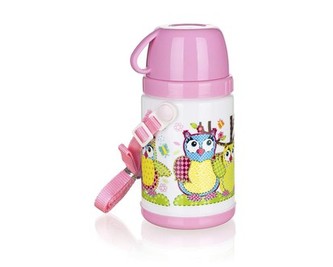 BANQUET Termoláhev s hrnkem OWLS Pink 320 ml