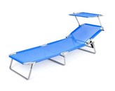 HAPPY GREEN Lehátko plážové se stříškou, ocelové, modré
