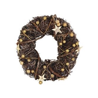 Věnec se zlatými ozdobami pr.24cm P0472