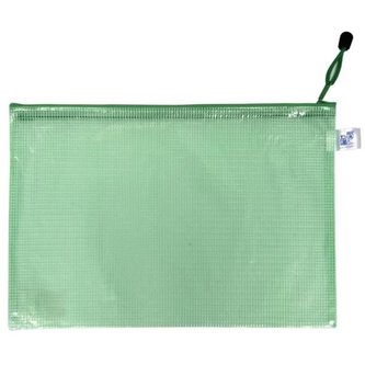 Síťovaná obálka se zipem A4 zelená