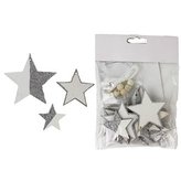 Hvězda bílo-stříbrná 12 ks D1809