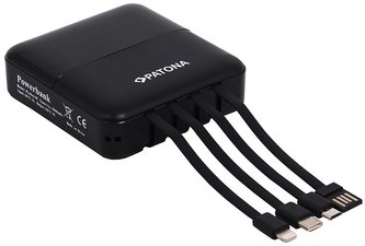 PATONA powerbanka s osvětlením, 10000mAh Li-Ion 2,1A - LCD, USB, Micro-USB, USB-C, Lightning