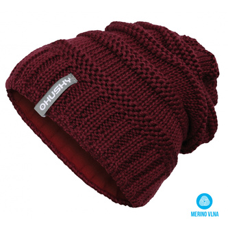 Dámská merino čepice Merhat 5 tm. vínová - S-M Dámská merino čepice Merhat 5 tm. vínová - S-M