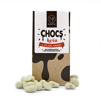 Natu Chocs Kešu v 33% bílé čokoládě 190 g