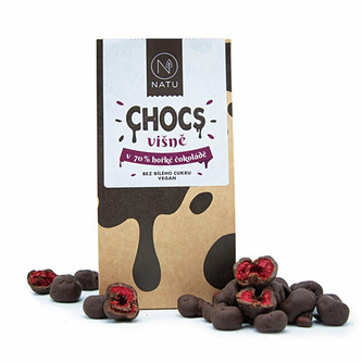 Natu Chocs Višně v 70% hořké čokoládě 100 g