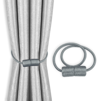 Dekorační ozdobná spona na závěsy s magnetem SURRI šedá Mybesthome 2 kusy v balení