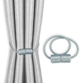 Dekorační ozdobná spona na závěsy s magnetem SURRI stříbrná Mybesthome 2 kusy v balení