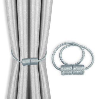 Dekorační ozdobná spona na závěsy s magnetem SURRI stříbrná Mybesthome 2 kusy v balení