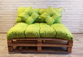Polstr CARLOS SET - sedák 120x80 cm, opěrka 120x40 cm, 2x polštáře 30x30 cm, limetka, paletové prošívané sezení Mybesthome