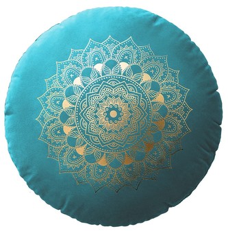 Polštář s výplní MANDALA tyrkysová O 45 cm x 15 cm  Mybesthome