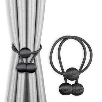Dekorační ozdobná spona na závěsy s magnetem MONZA černá Mybesthome 2 kusy v balení