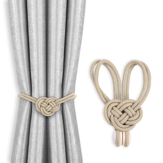 Dekorační ozdobná spona na závěsy s magnetem EDMOND béžová Mybesthome 2 kusy v balení
