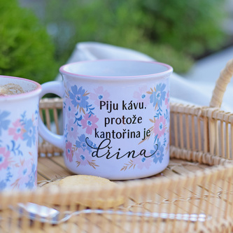 Květinový hrnek pro paní učitelku - "Kantořina je dřina"