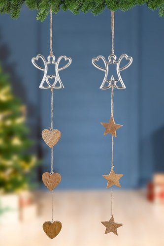 Závěsná girlanda - Silverwood - 2 varianty anděl se srdcem motiv