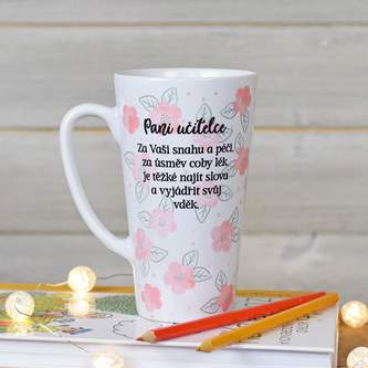 Květinový hrnek pro paní učitelku