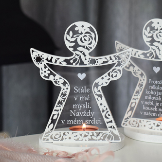 Svícen vyřezávaný anděl - Stále v mém srdci.