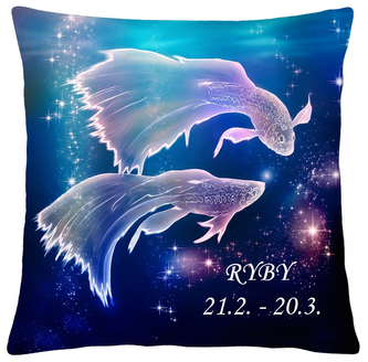 Polštář Znamení zvěrokruhu RYBY 21.2. - 20.3. Mybesthome 40x40 cm