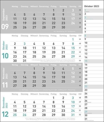 times&more 4-Monatsplaner, türkis 2023