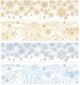 Samolepka na sklo - Okenní pruh - 4 motivy na výběr stříbrné vločky