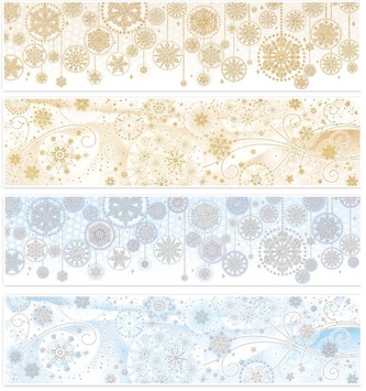 Samolepka na sklo - Okenní pruh - 4 motivy na výběr stříbrné vločky