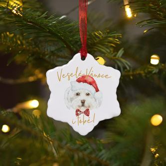 Keramická ozdoba - Maltézský psík