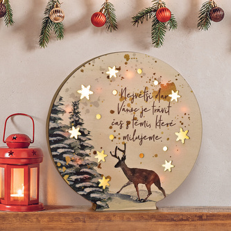 LED dekorace koule - "Největší dar Vánoc."