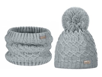 Dívčí zimní sada - čepice + nákrčník - šedá