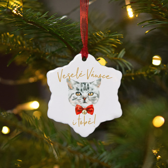 Keramická ozdoba - Kočička šedá