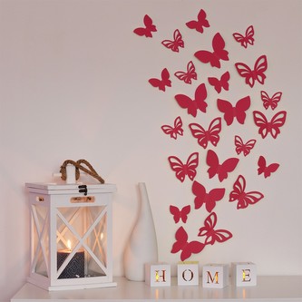 3D motýl - červený 2 kompletní sety (16 ks motýlů) Set