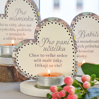 Květinové srdce svícen - pro paní učitelku - svícen