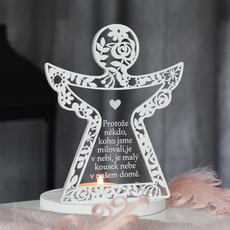 Svícen vyřezávaný anděl - Nebe v našem domě.