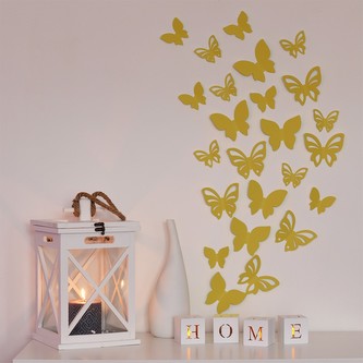 3D motýl - zlatá perleť 3 kompletní sety (24 ks motýlů) Set