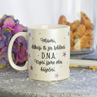 Perleťový hrnek Báječné geny (od syna)