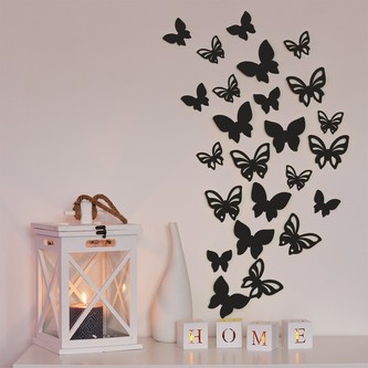 3D motýl - černá perleť 3 kompletní sety (24 ks motýlů) Set