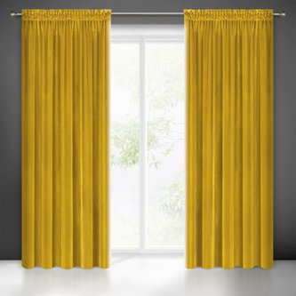 Dekorační jednobarevný velvet závěs s řasící páskou MY BEST 140x270 cm,  hořčicová/mustard (cena za 1 kus) MyBestHome