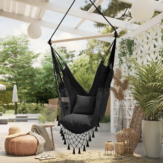 Závěsné křeslo s polštáři TYAGO černá 100x130 cm Mybesthome