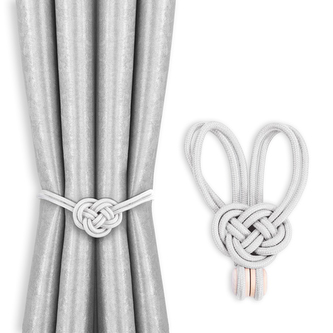 Dekorační ozdobná spona na závěsy s magnetem EDMOND bílá Mybesthome 2 kusy v balení