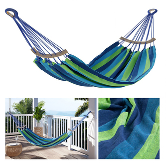 Závěsná houpací síť s výztuhou LAZA DUO modrá/zelená 240x150 cm Mybesthome