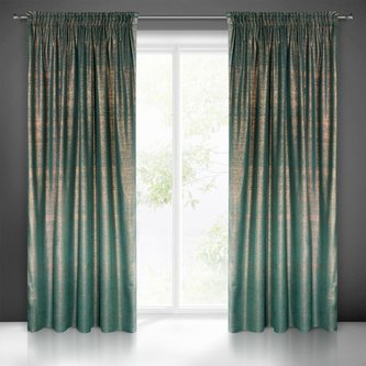 Dekorační vzorovaný závěs s řasící páskou ULRIKA tmavě zelená/měděná, 140x270 cm (cena za 1 kus) MyBestHome