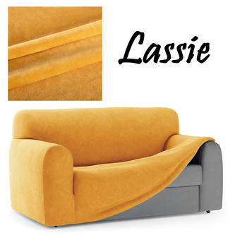 Napínací potah na dvojkřeslo z mikrovlákna LASSIE II. mustard/hořčicová, 135-175 cm Mybesthome