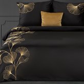 Povlečení GINKO černá, 100% saténová bavlna 1x 200x220 cm, 2x povlak 70x80 cm francouzské povlečení MyBestHome