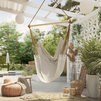 Závěsné křeslo CASCADA  béžová/béžová 100x130 cm Mybesthome