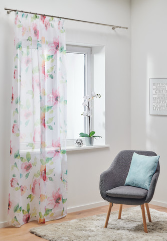 Dekorační vzorovaná záclona s řasící páskou na žabky FLORIDO 140x260 cm MyBestHome