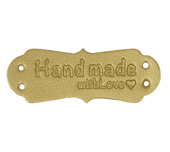 Nášivka Hand Made - zlatá - 40x15 mm