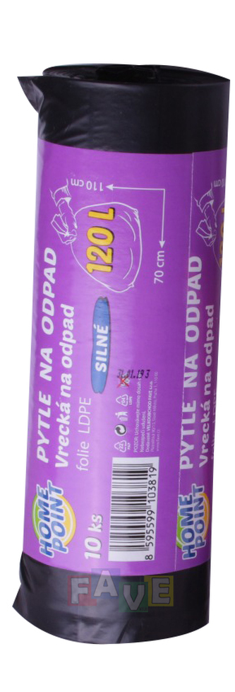 HP Pytle LDPE černé 10 ks; 110x70 cm; 120 l; 40 mi; plast