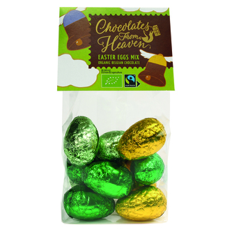 BIO velikonoční belgické pralinky z bílé, mléčné a hořké čokolády 150g