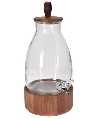 Zásobník na nápoje dávkovací sklo / dřevo 5,5 l