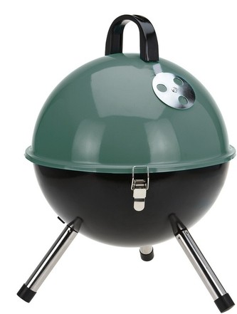 Gril na dřevěné uhlí přenosný VAGGAN 31 cm zelená